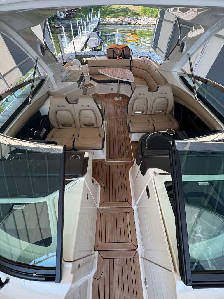 Sea Ray interior cockpit cleaning