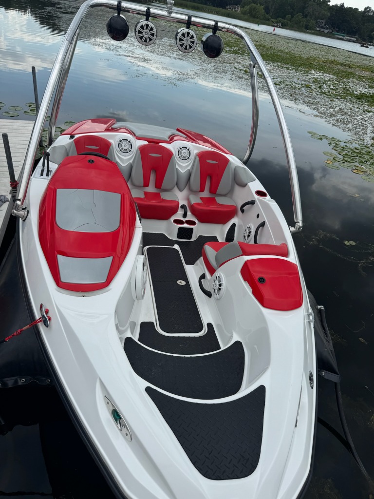 Cleaning supplies ready for a Malibu boat