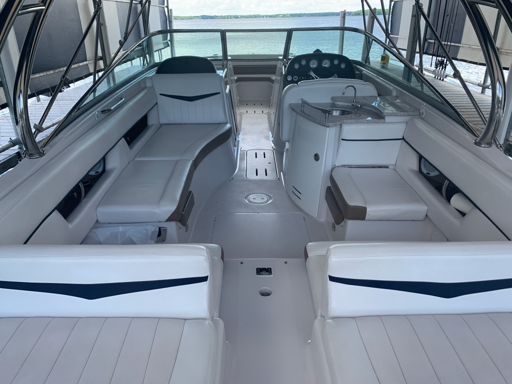 Detailed white and black boat seating